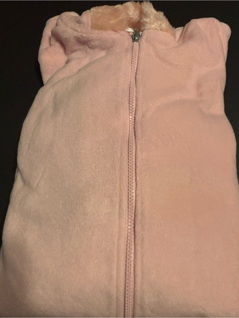 Denim & Co. 3X Soft Pink Fleece Zip Jacket Faux Fur Trim Hood & Cuffs QVC NWT